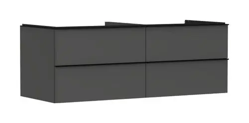 Waschtischunterschrank in Diamantgrau mit 4 Schubkästen, designed von Hansgrohe, bietet praktischen Stauraum für Badaccessoires unter einem Aufsatzwaschtisch.